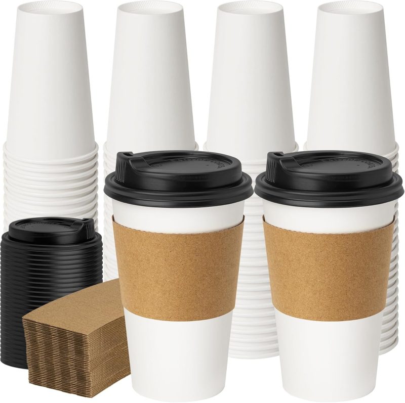 YEEHAW Coffee Cups with Lids 16 oz 50 Pack Upgraded, Disposable
