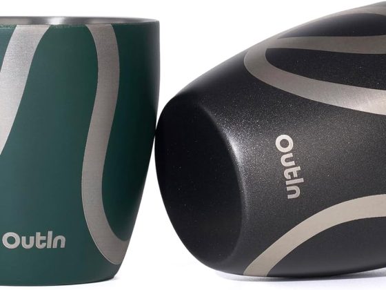 OutIn Espresso Cups Set of 2, Double Wall Insulated 75ml Stainless