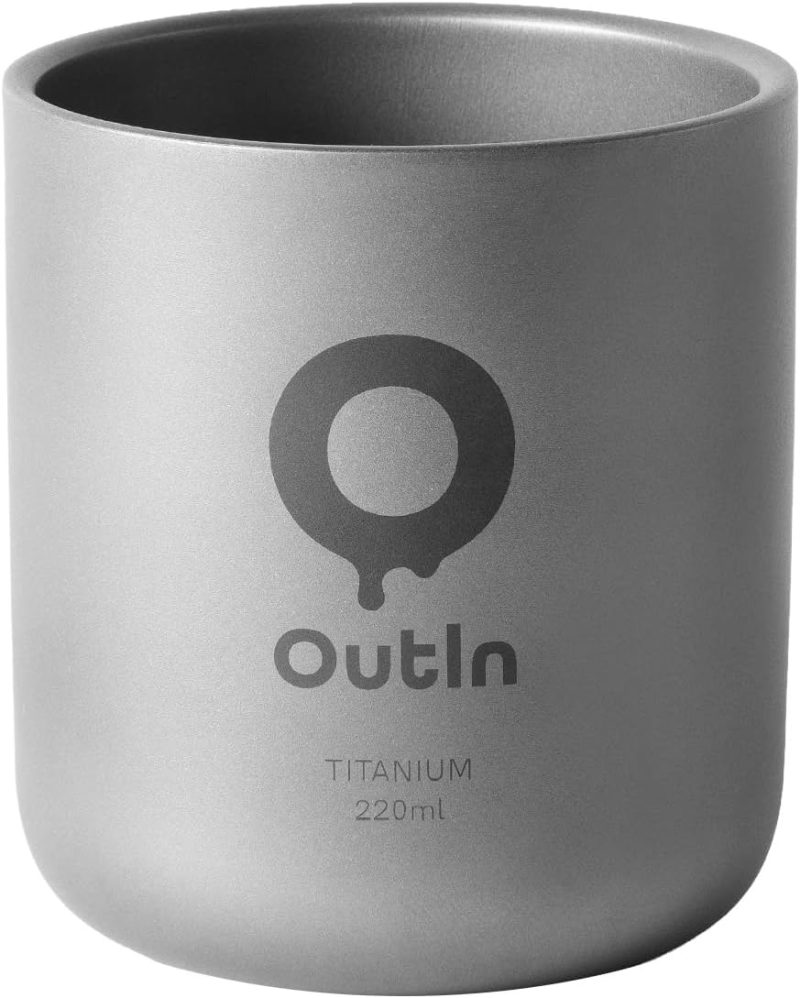 Outin Ultralight Titanium Coffee Cup, Camping Mug for Backpacking &